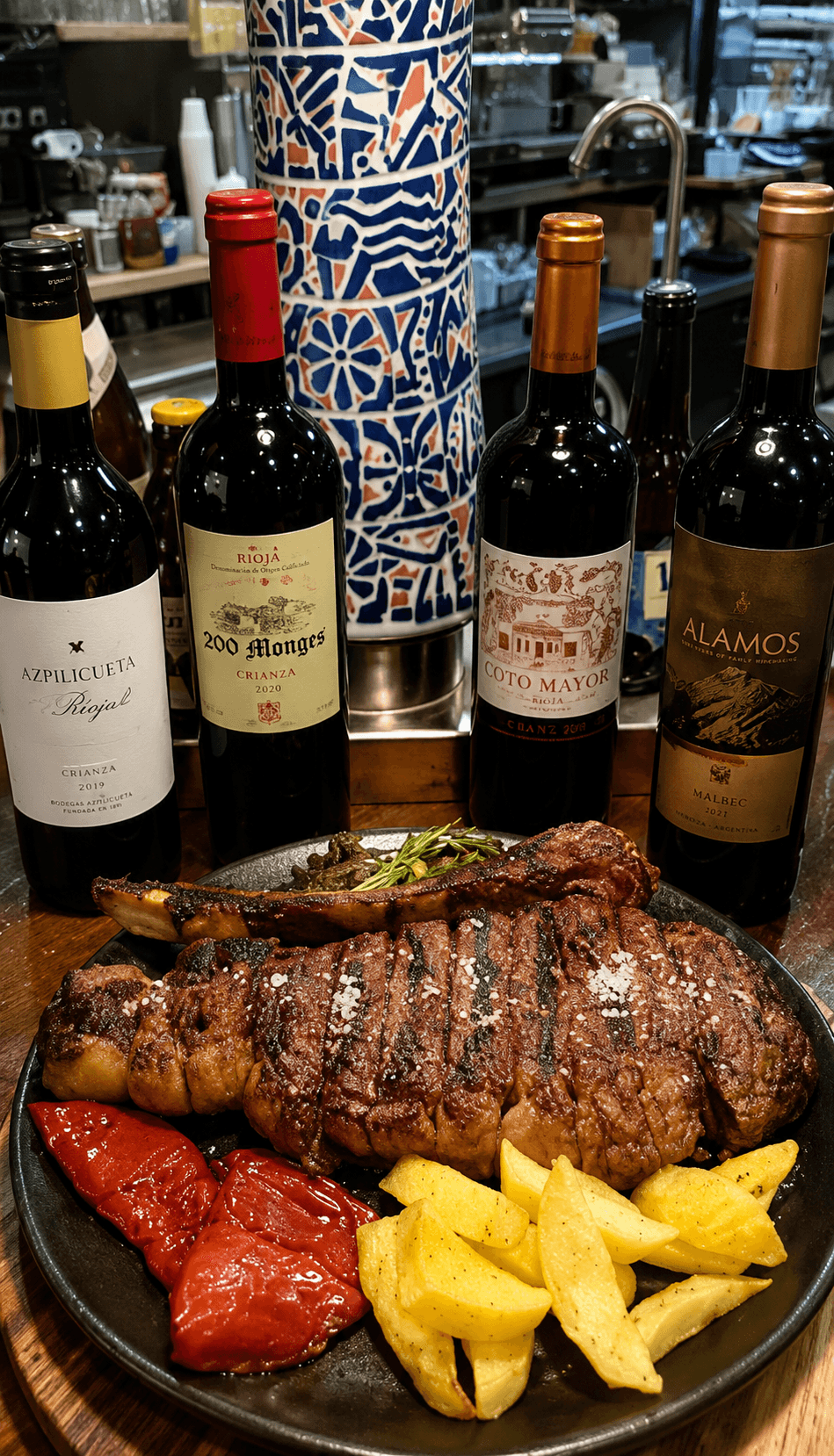 Carnes a la brasa acompañadas de vinos en Res Brothers